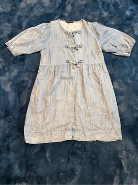 Velvet Heart Light Blue Denim Mini Dress with Toggle Ties